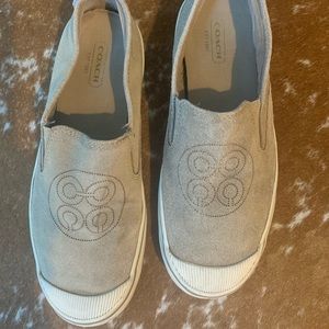 COACH slip on sneakers, tan suede
